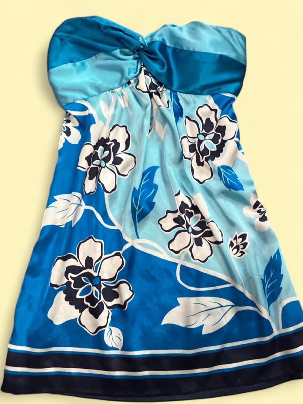 Blue Floral Strapless Sundress/babydoll top
